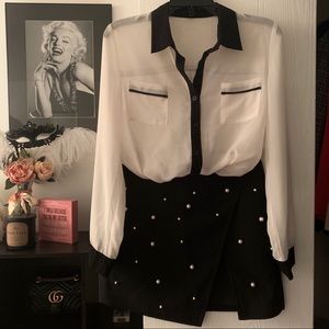 White and black button down